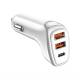 Incarcator auto 3xUSB, 12-24V, 2xUSB-A si USB-C, 38W, alb-portocaliu, 03886 Amio 