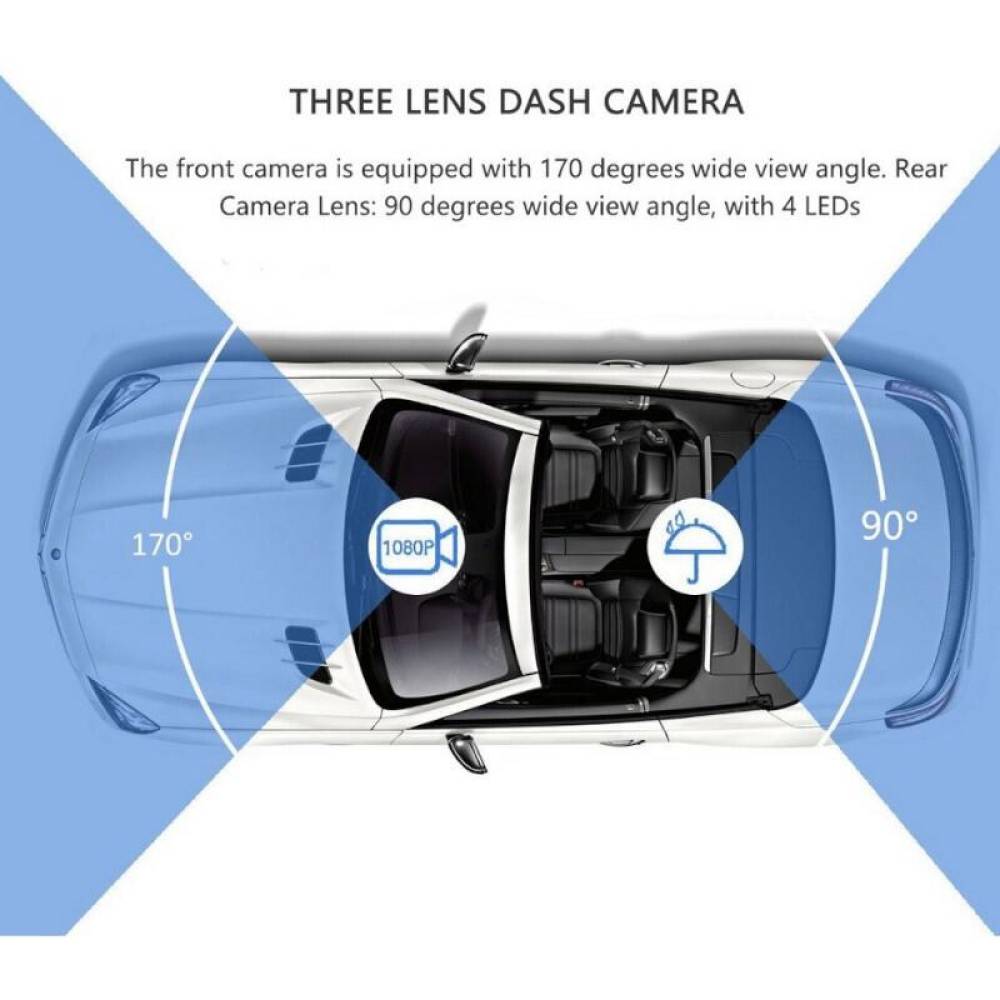 Camera video DVR auto, 3 camere, fata-spate-interior, Full HD 1296P, cu WiFi, ecran 4'', microSD, G-Sensor, montare parbriz sau oglinda, CHS-J-909DVR-3 247Lighting Camera video DVR auto, 3 camere, fata-spate-interior, Full HD 1296P, cu WiFi, ecran 4'', microSD, G-Sensor, montare parbriz sau oglinda, CHS-J-909DVR-3 247Lighting