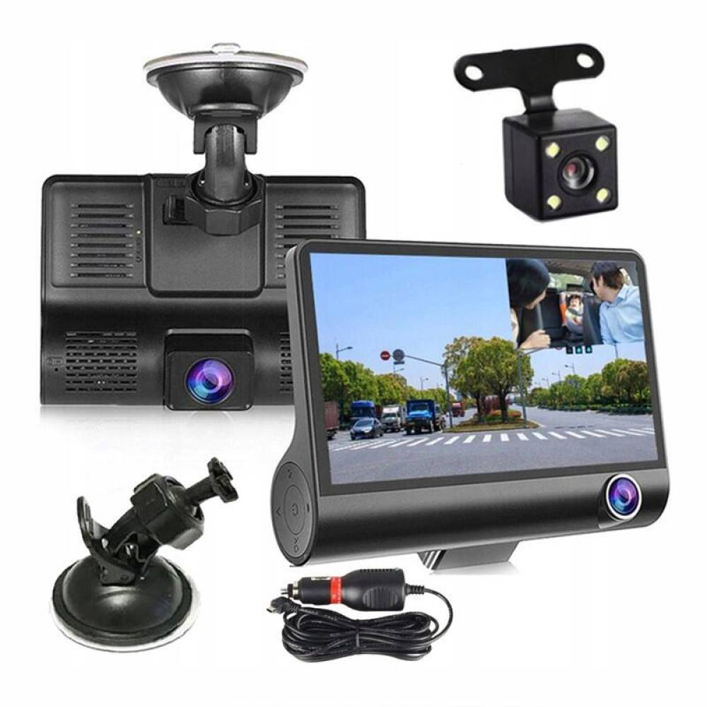 Camera video DVR auto, 3 camere, fata-spate-interior, Full HD 1296P, cu WiFi, ecran 4'', microSD, G-Sensor, montare parbriz sau oglinda, CHS-J-909DVR-3 247Lighting Camera video DVR auto, 3 camere, fata-spate-interior, Full HD 1296P, cu WiFi, ecran 4'', microSD, G-Sensor, montare parbriz sau oglinda, CHS-J-909DVR-3 247Lighting
