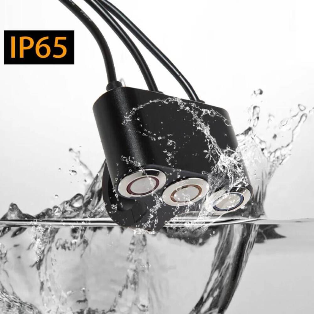Intrerupator 3 butoane, iluminare LED diferite culori, aluminiu, pentru scuter, atv, prindere pe ghidon, WCC001