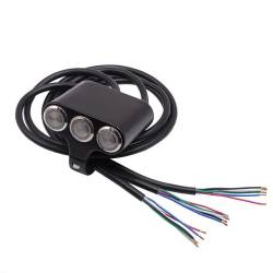 Intrerupator 3 butoane, iluminare LED diferite culori, aluminiu, pentru scuter, atv, prindere pe ghidon, WCC001