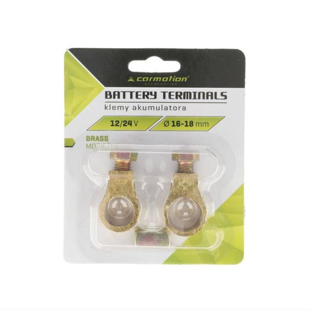 Set 2 borne acumulator 12-24V, cupru, fixare rapida cu surub, fi 16-18mm, max 300A, 58962 Carmotion