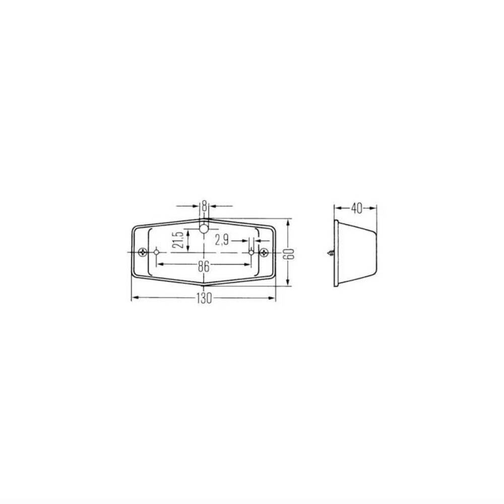 Lampa gabarit 130x54, bec R10W, 12-24V, galbena, Double Burner, FR0221 Formplas