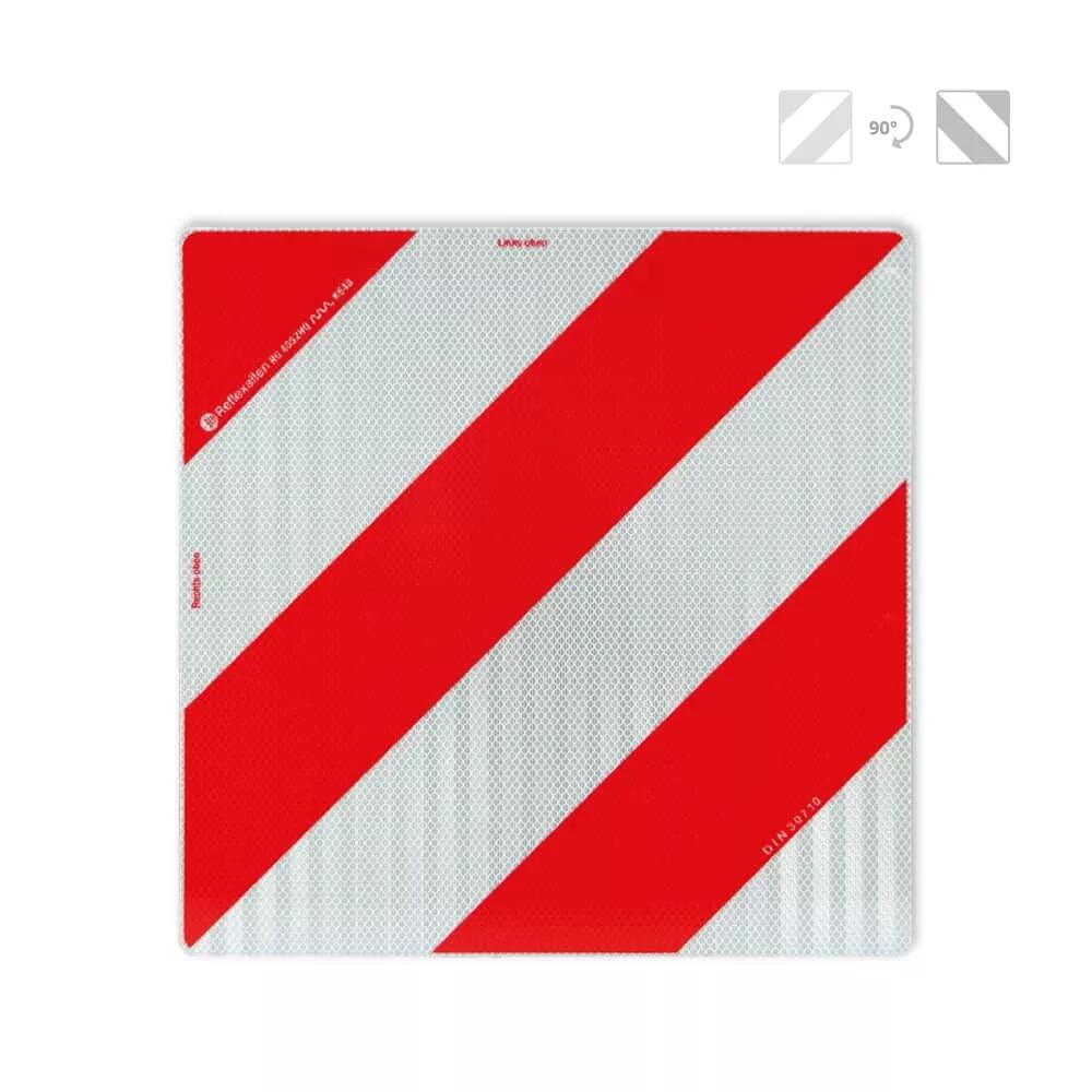 Placa reflectorizanta de aluminiu, Gabarit depasit cu dungi alb/rosii oblice 42x42cm, DIN 30710, ECE 104 Class F, TPESC-B, 3M, Reflex 4053 Placa reflectorizanta de aluminiu, Gabarit depasit cu dungi alb/rosii oblice 42x42cm, DIN 30710, ECE 104 Class F, TPESC-B, 3M, Reflex 4053
