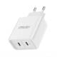 Incarcator rapid cu 2 USB-uri, priza 220V, 2xUSB-C 40W, 3AQC, 03892 Amio Incarcator rapid cu 2 USB-uri, priza 220V, 2xUSB-C 40W, 3AQC, 03892 Amio
