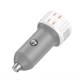 Incarcator auto 2xUSB, 12-24V, USB-A si USB-C, 20W, alb-portocaliu, 03882 Amio 