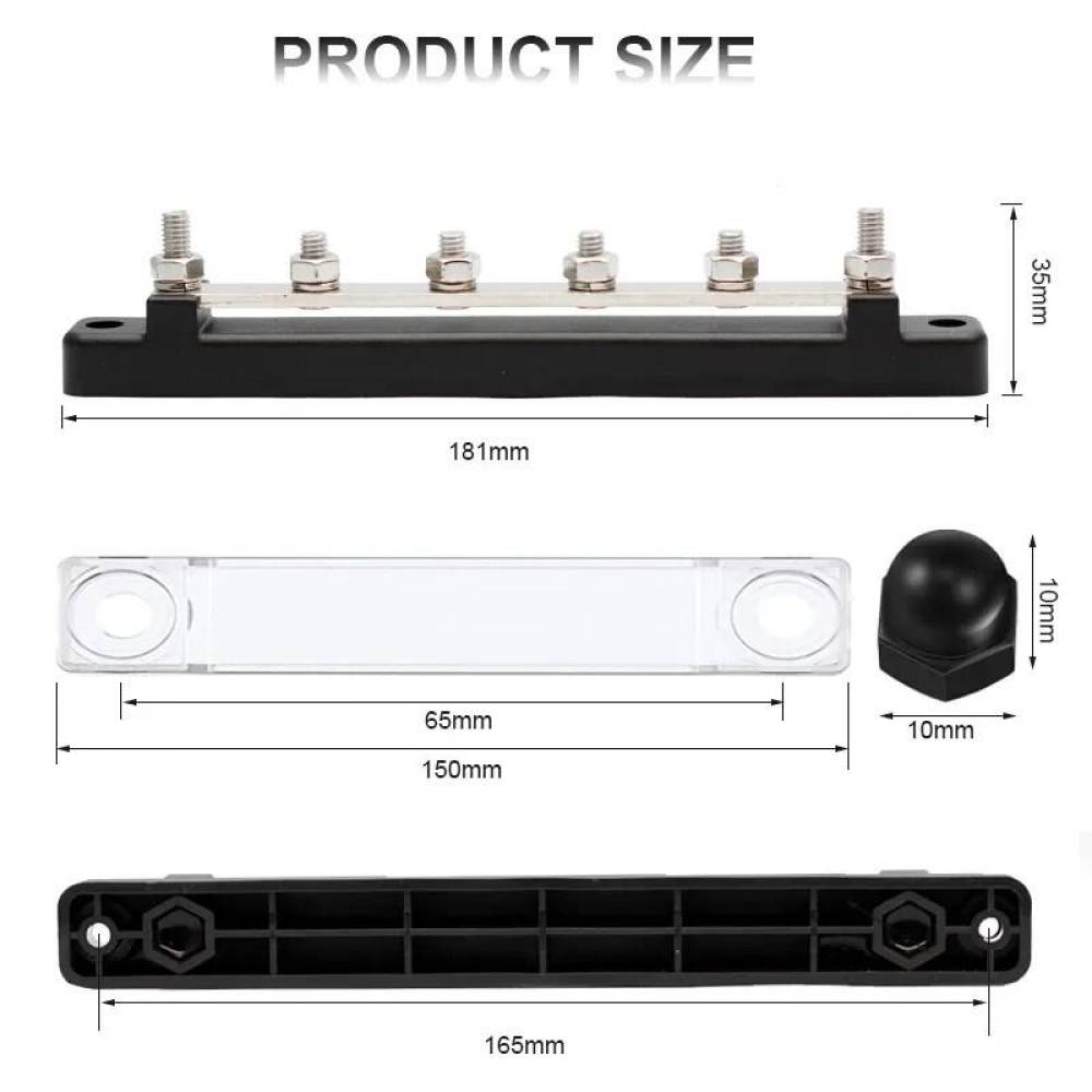 Conector fire electrice universal, 4 poli, 12-48V, 150A, cu capac, busbar, bara colectoare,  03808 TruckLed