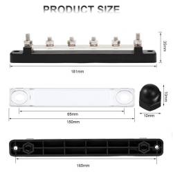 Conector fire electrice universal, 4 poli, 12-48V, 150A, cu capac, busbar, bara colectoare,  03808 TruckLed