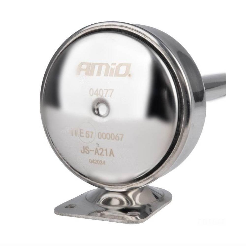 Claxon 12-24V, 120dB, 1 pipa rotunda, 52cm, crom, HighTone 04077 Amio