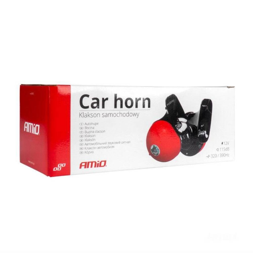 Set 2 claxoane 12V, tip melc, 125mm, 115dB, 320-390Hz, 2 tonuri, rosu, 04075 Amio