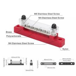 Conector fire electrice universal, 6 poli, 12-48V, 150A, cu capac, surub M6, rosu plus, 03810 TruckLed