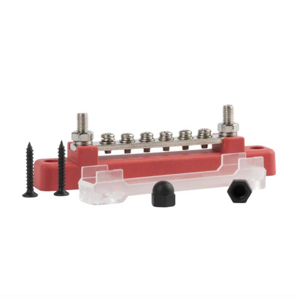 Conector fire electrice universal, 6 poli, 12-48V, 150A, cu capac, surub M6, rosu plus, 03810 TruckLed