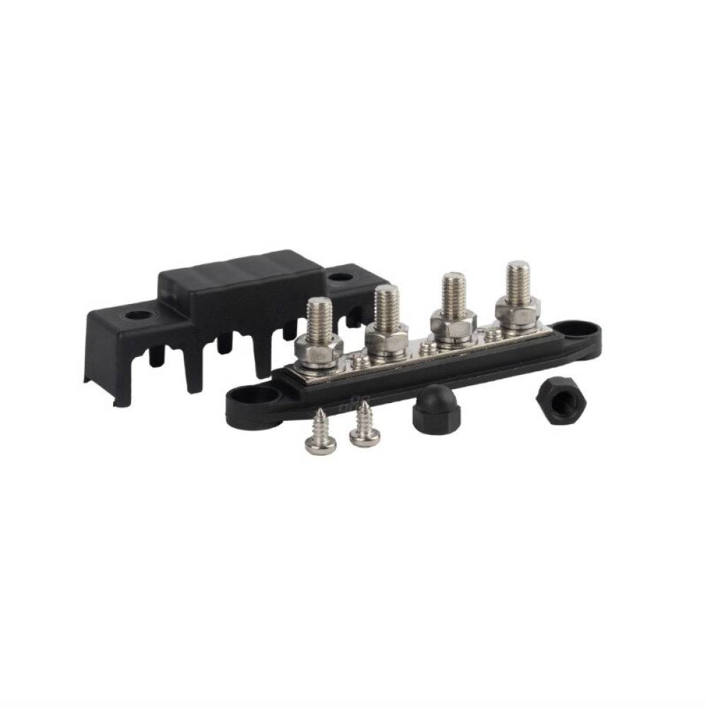 Conector fire electrice universal, 4 poli, 12-48V, 250A, cu capac, surub M10, negru minus, 03811 TruckLed