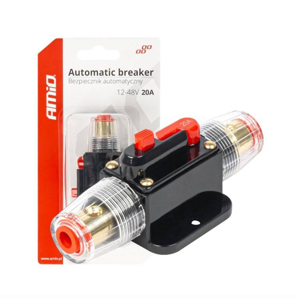 Siguranta automata rearmabila cu reset, cilindrica, 20A, 12-48V, 03815 Amio 