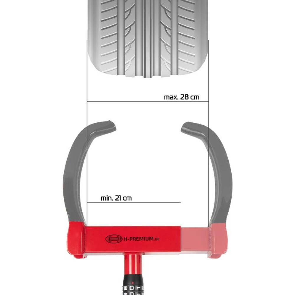 Antifurt roată cu cifru, blocator tip clește, max. 345 mm, protecție jantă, husă inclusă, Heyner 850.50