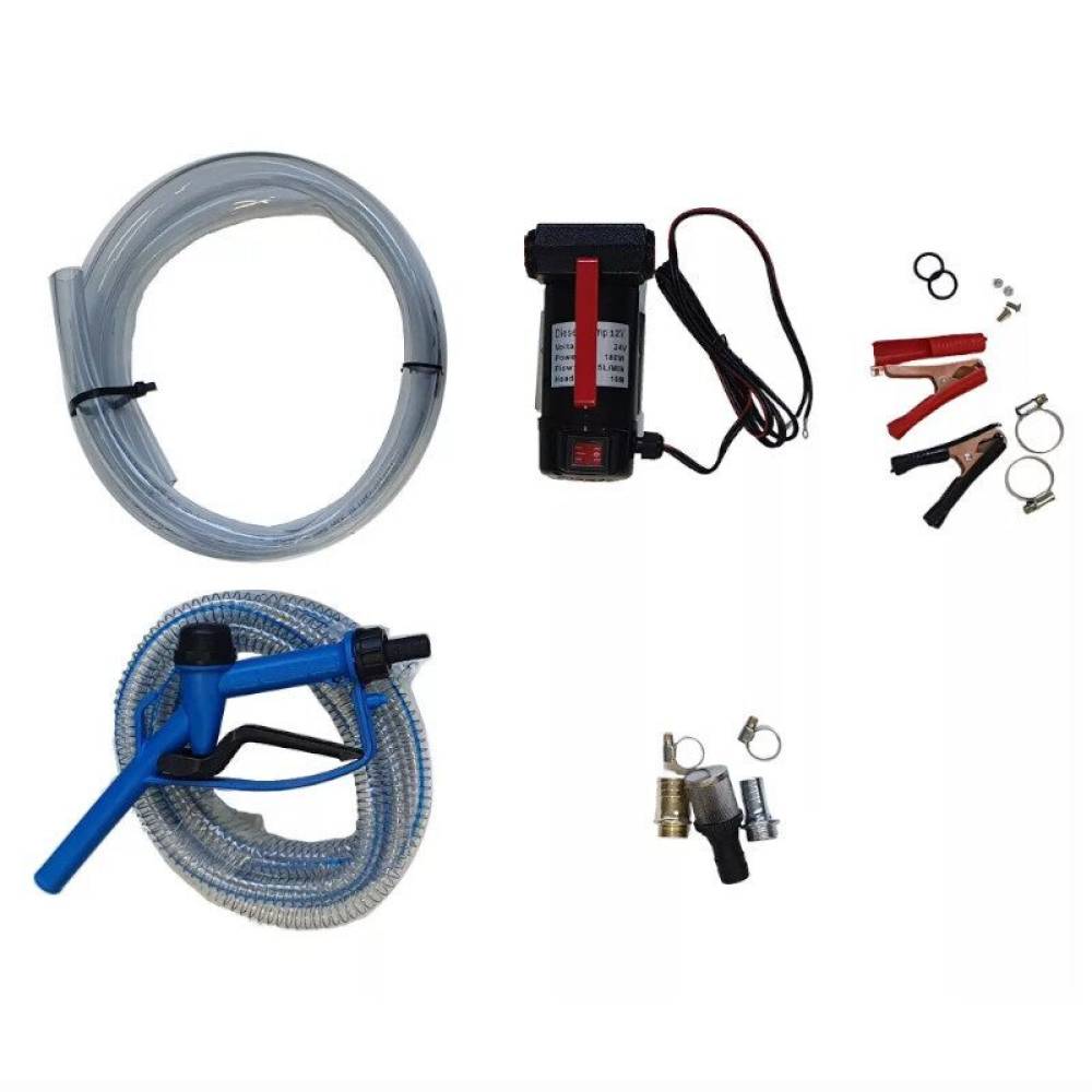 Set pompa electrica transfer motorina, 24V, 180W, 45L/min, mini CPN, cu furtune si pistol, PMP037
