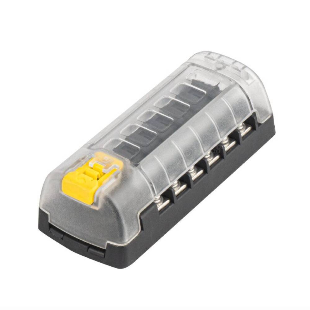 Cutie sigurante plate 6 cai, maximum 30A, cu capac protectie, 03836 Amio Cutie sigurante plate 6 cai, maximum 30A, cu capac protectie, 03836 Amio
