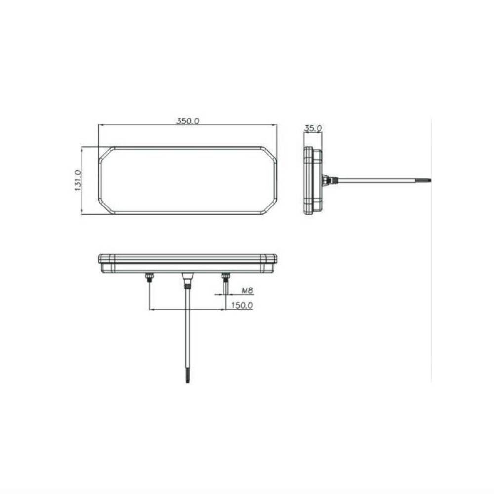 Lampa spate 350x131, LED, 5 functii, cu triunghi, semnalizare dinamica, ceata si mers inapoi, pozitie NEON, cu cablu, 12-24V, stanga, TT.12554L