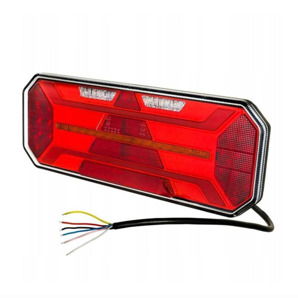 Lampa spate 350x131, LED, 5 functii, cu triunghi, semnalizare dinamica, ceata si mers inapoi, pozitie NEON, cu cablu, 12-24V, dreapta, TT.12554P