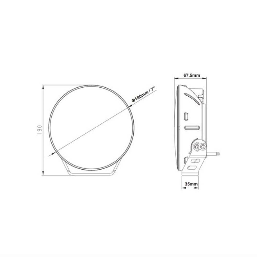 Proiector rotund fi180, LED-uri LG, faza lunga, cu pozitie alba si galbena, 9-36V, 60W, 6000Lm, 5700K, conector DT cu 4PIN, TT.11107