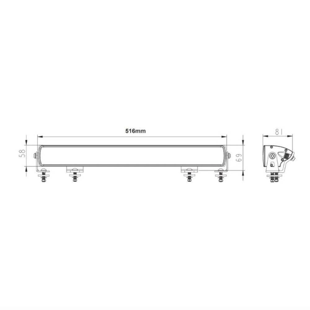 Proiector LED BAR 3in1, 516x58, LED-uri LG, faza lunga, pozitie alba si galbena, 9-36V, 150W, 14000lm, 6000K, conector DT cu 6PIN, Offroad Black, TT.11104