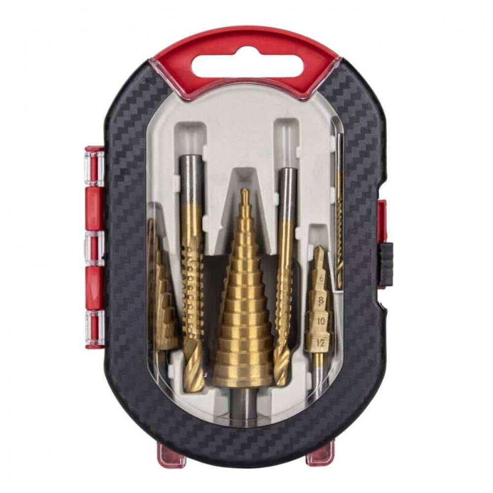 Set 6 burghie, 3 cu tarod, 4-12/20/32mm, 3 burghie fierastrau 3, 6, 8mm, AKC8143 Set 6 burghie, 3 cu tarod, 4-12/20/32mm, 3 burghie fierastrau 3, 6, 8mm, AKC8143