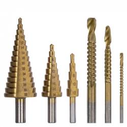 Set 6 burghie, 3 cu tarod, 4-12/20/32mm, 3 burghie fierastrau 3, 6, 8mm, AKC8143