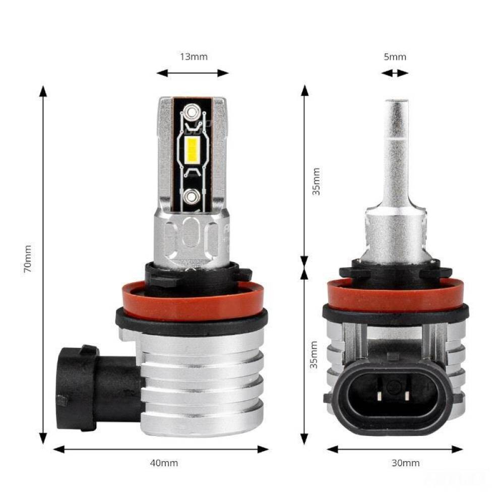 Set 2 becuri H8, H9, H11, H16, LED, 9-32V, 50W, 2225lm, 6500K, H Mini 03333 Amio