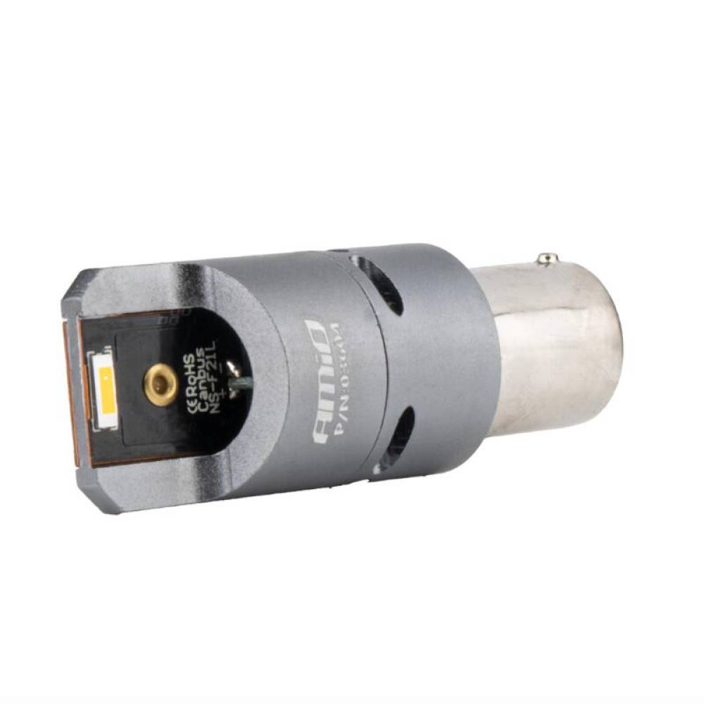 Set 2 becuri semnalizare, LED-uri SMD1860, 12-24V, BAU15S PY21W, Full Canbus, galben, Pro Series 03604 Amio