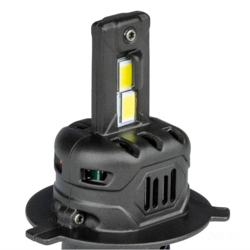 Set 2 becuri aluminiu H4-H19, LED, 12V, 44W, 3936lm, 6500K, cu radiator, Canbus, X4 Aviator 03763 Amio