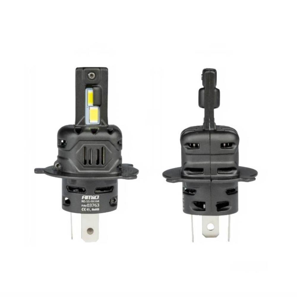 Set 2 becuri aluminiu H4-H19, LED, 12V, 44W, 3936lm, 6500K, cu radiator, Canbus, X4 Aviator 03763 Amio