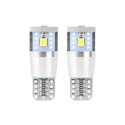 Set 2 becuri aluminiu T10e, 3 LED-uri SMD2835, 12-24V, W5W, 5600K, Canbus, alb, 01637 Amio 