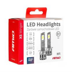 Set 2 becuri  H1, LED, 11-18V, 30W, 2936lm, 6000K, cu radiator, X5 Winger Series, 03943 Amio