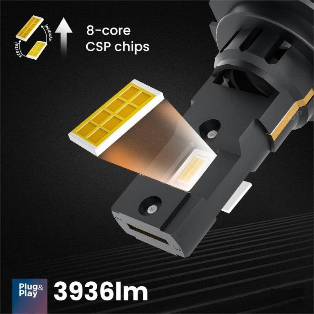 Set 2 becuri  H7-H18, LED, 12V, 44W, 3936lm, 6500K, cu radiator, Canbus, X4 Aviator 03764 Amio