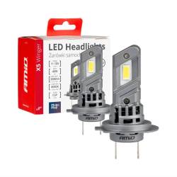Set 2 becuri  H7, LED, 11-18V, 40W, 3580lm, 6000K, cu radiator, X5 Winger Series, 03946 Amio