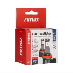 Set 2 Becuri LED H8, H9, H11, H16, 60W, 5600lm, Canbus 95%, 6000K  Amio 04116