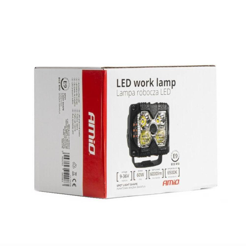 Proiector 95x80, faza lunga si pozitie galbena, cu LED, 9-36V, 60W, 6000lm, spot, 04208 Amio Proiector 95x80, faza lunga si pozitie galbena, cu LED, 9-36V, 60W, 6000lm, spot, 04208 Amio