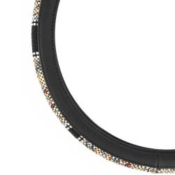 Husa volan 37-39cm, imitatie piele, neagra cu tesatura traditionala, Patch Work, 04169 Amio Husa volan 37-39cm, imitatie piele, neagra cu tesatura traditionala, Patch Work, 04169 Amio