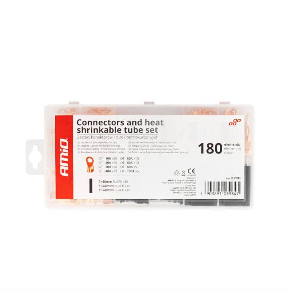 Set papuci electrici cupru si tuburi termocontractabile varnish, 180 bucati, 03984 Amio Set papuci electrici cupru si tuburi termocontractabile varnish, 180 bucati, 03984 Amio