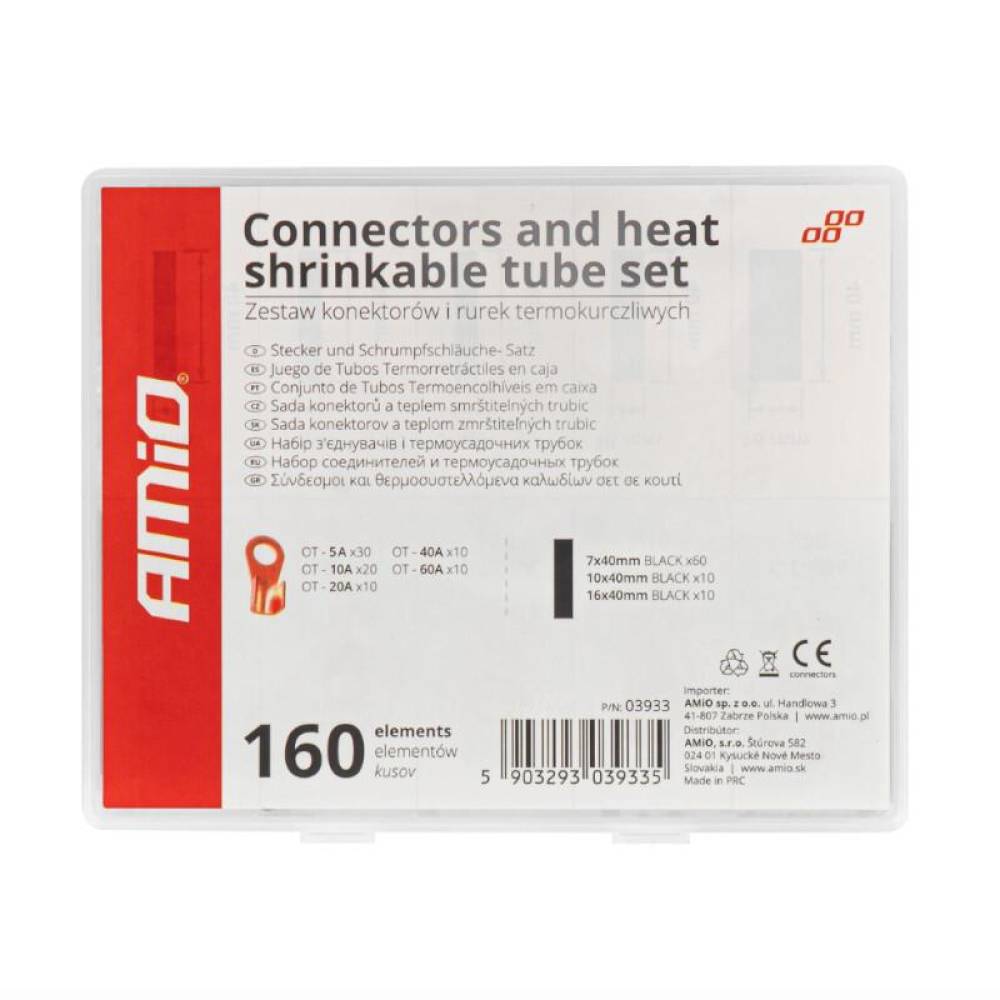 Set papuci electrici cupru si tuburi termocontractabile varnish, 160 bucati, 03933 Amio Set papuci electrici cupru si tuburi termocontractabile varnish, 160 bucati, 03933 Amio