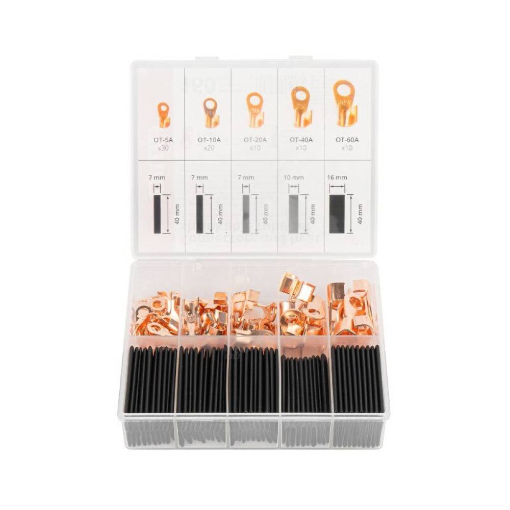 Set papuci electrici cupru si tuburi termocontractabile varnish, 160 bucati, 03933 Amio Set papuci electrici cupru si tuburi termocontractabile varnish, 160 bucati, 03933 Amio