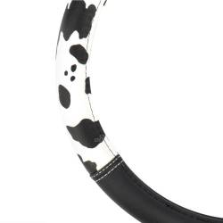 Husa volan 37-39cm, imitatie piele, neagra cu alb, Cow Print, 04172 Amio Husa volan 37-39cm, imitatie piele, neagra cu alb, Cow Print, 04172 Amio