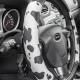 Husa volan 37-39cm, imitatie piele, neagra cu alb, Cow Print, 04172 Amio