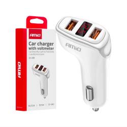 Incarcator auto 2xUSB 3.1A, cu voltmetru, 12-24V, 15W, 03887 Amio 