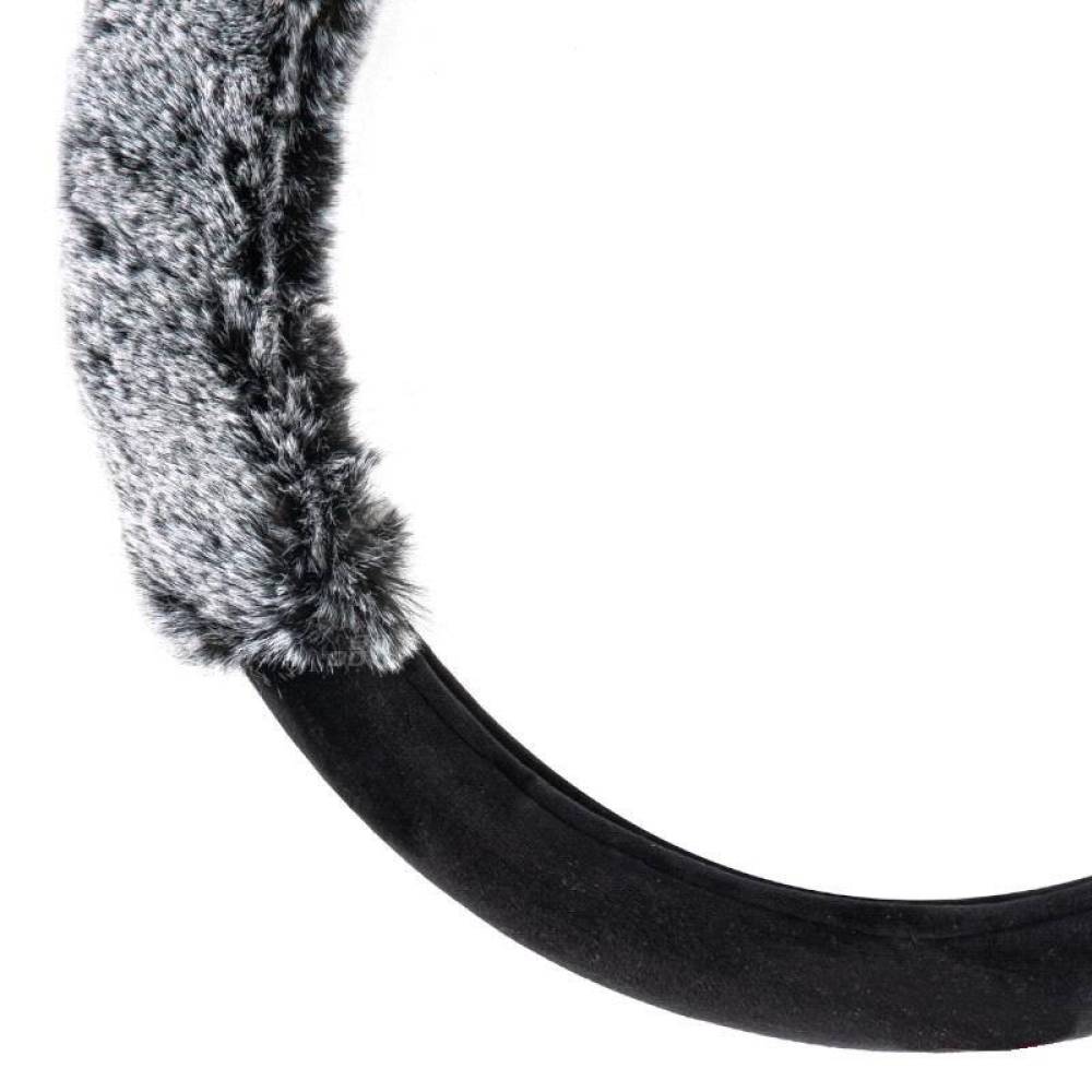 Husa volan 37-39cm gri cu negru, pufoasa, Bear Ears, 04165 Amio