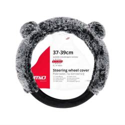 Husa volan 37-39cm gri cu negru, pufoasa, Bear Ears, 04165 Amio