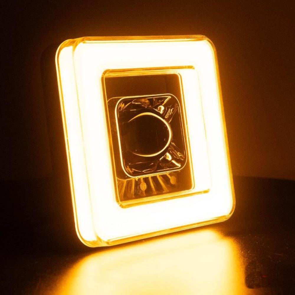 Proiector 114x114, LED, 9-36V, 45W, 8000lm, 4 functii, cu semnalizare si pozitie NEON, faza scurta, faza lunga, spot, 04198 Amio