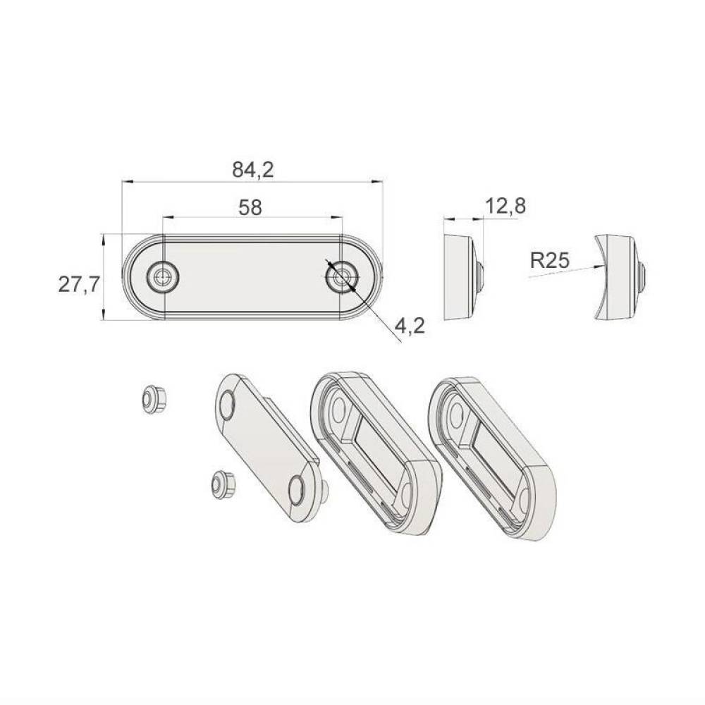 Lampa gabarit, 84x27, 2in1, LED, slim, alb-galben, cu 2 garnituri bullbar, FT-073 BZ LED DARK Fristom