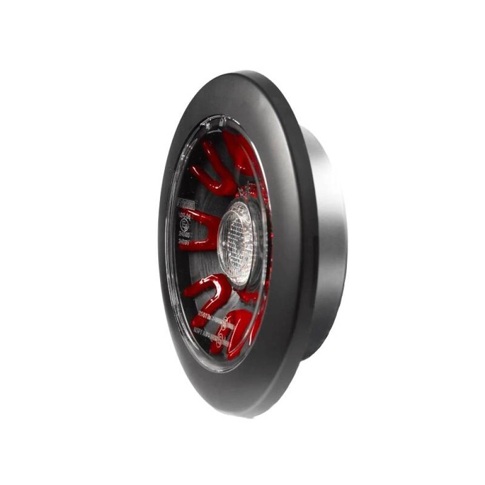 Lampa ceata fi152, 3 functii, LED, cu pozitie si mers inapoi, 12-36V, hamburger, cablu 1m, stanga-dreapta, incastrabila, cu inel negru, FT-314 LED BLACK Fristom