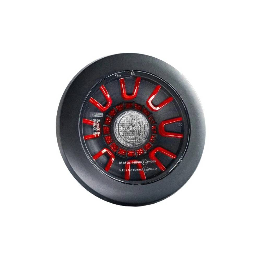 Lampa ceata fi152, 3 functii, LED, cu pozitie si mers inapoi, 12-36V, hamburger, cablu 1m, stanga-dreapta, incastrabila, cu inel negru, FT-314 LED BLACK Fristom